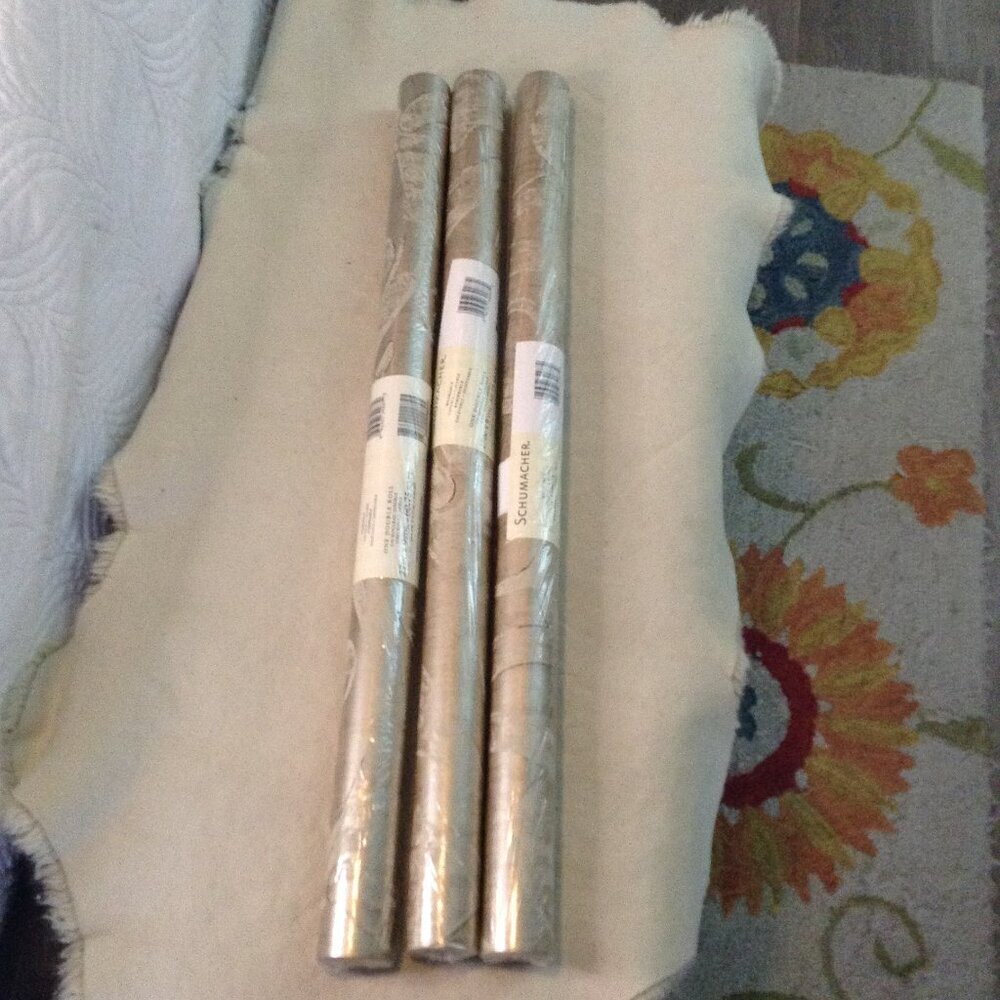 NOS Schumacher Geometric Gold/Silver Wallpaper; Contemporary, Quality, Bold